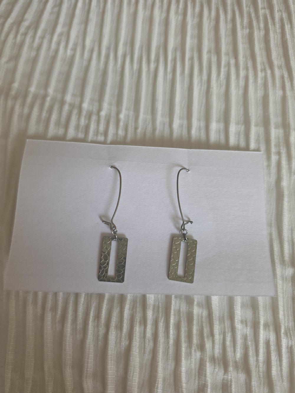 Silver Rectangular Openwork Drop Earrings - Picture 1 of 4